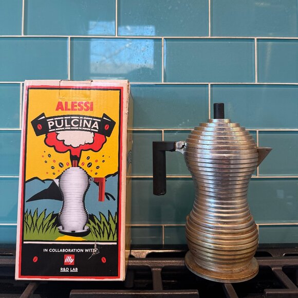 Alessi Pulcina "Moka" Maker -- Silver and Black - Picture 3 of 6